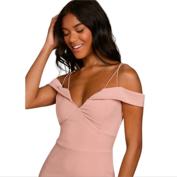 Lulus Womens Reason To Celebrate Dress Large Pink Off Shoulder Bodycon Mini Sexy - Picture 8 of 8
